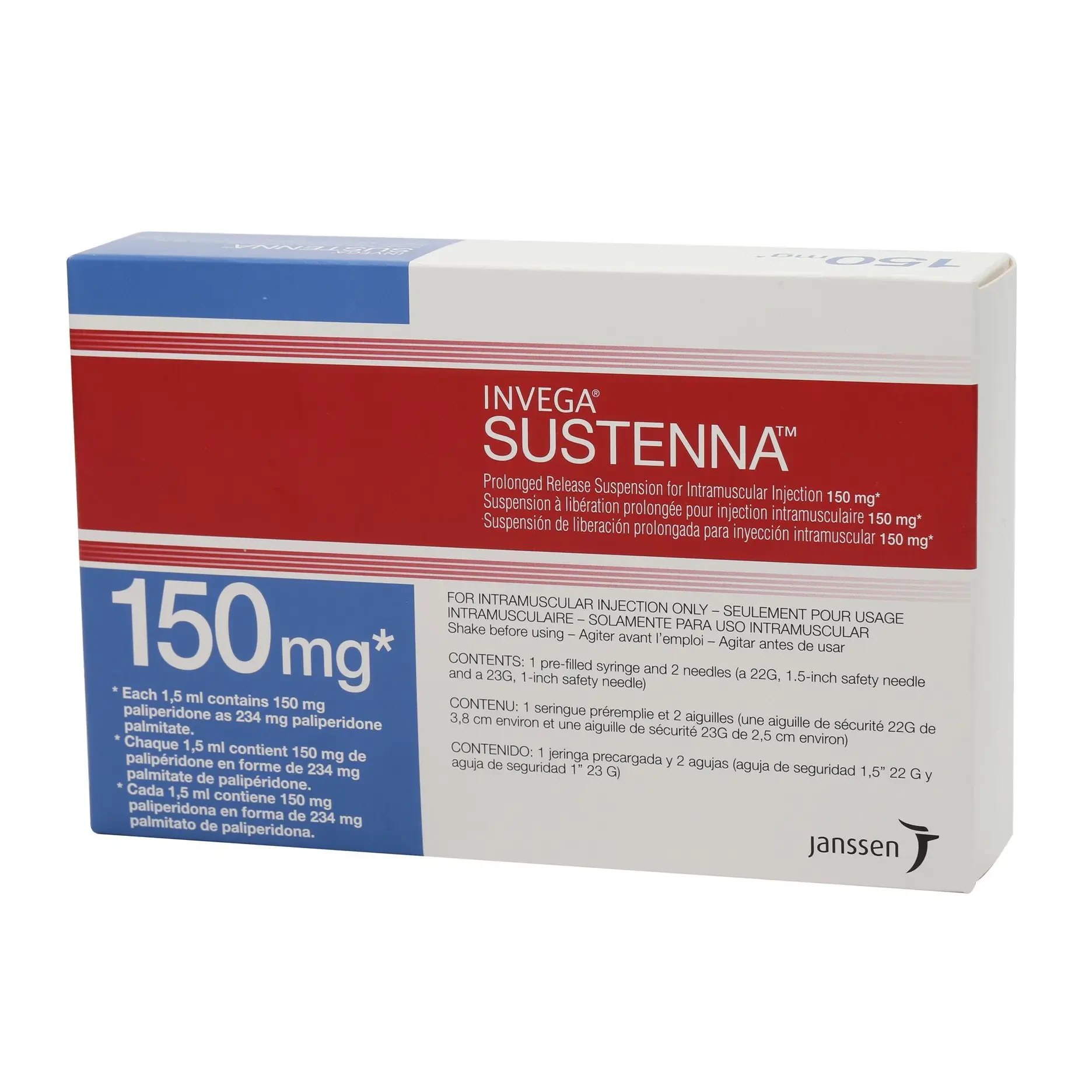 Pack Image: Invega Sustenna 150 mg Injection (150 mg pre-filled syringe)