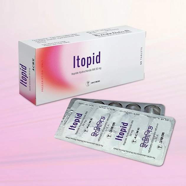 Pack Image: Itopid 50 mg Tablet (5 x 10)