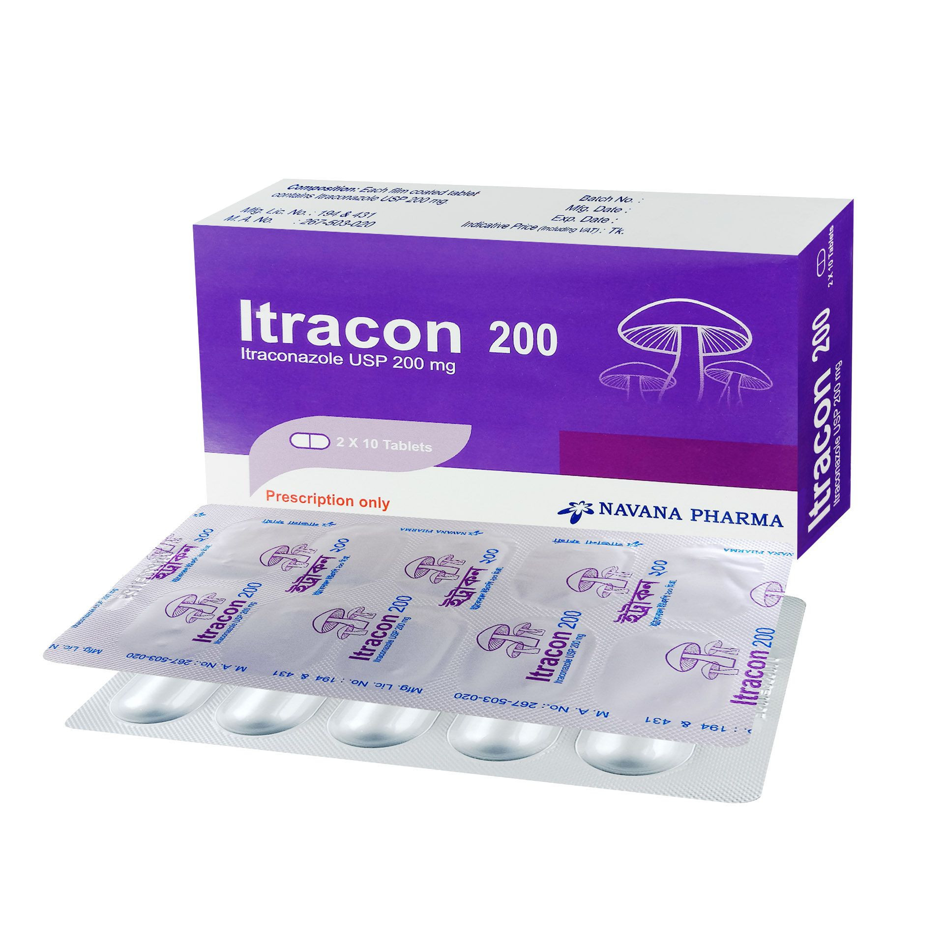 Pack Image: Itracon 200 mg Tablet (3 x 10)