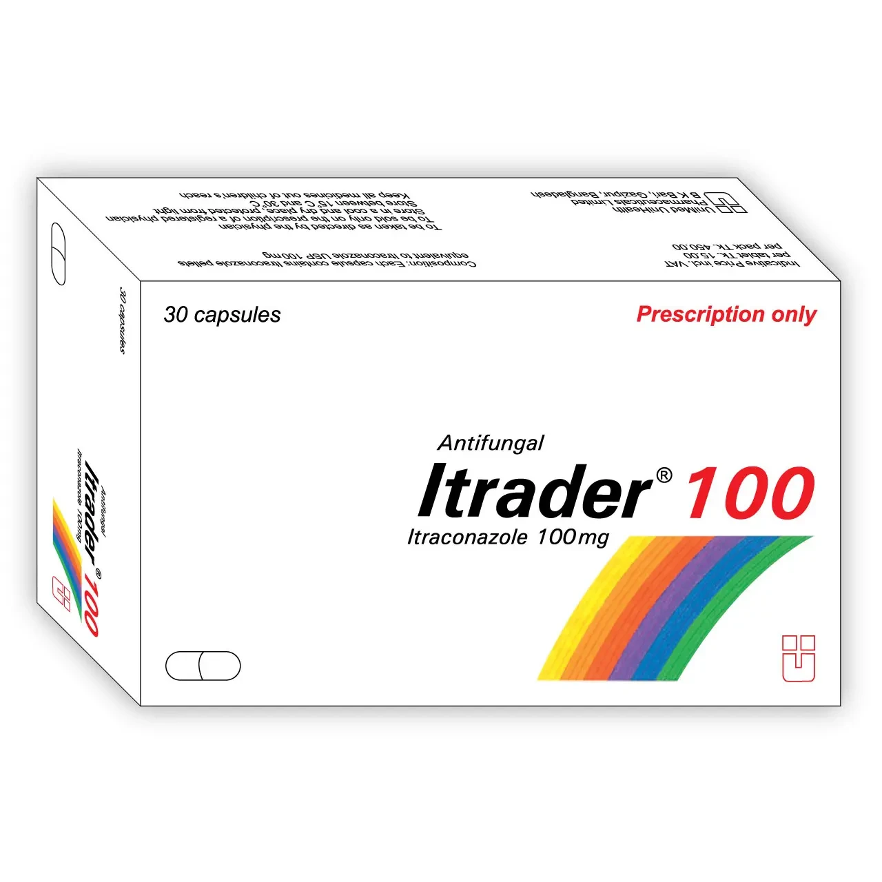 Pack Image: Itrader 100 mg Capsule (3 x 10)