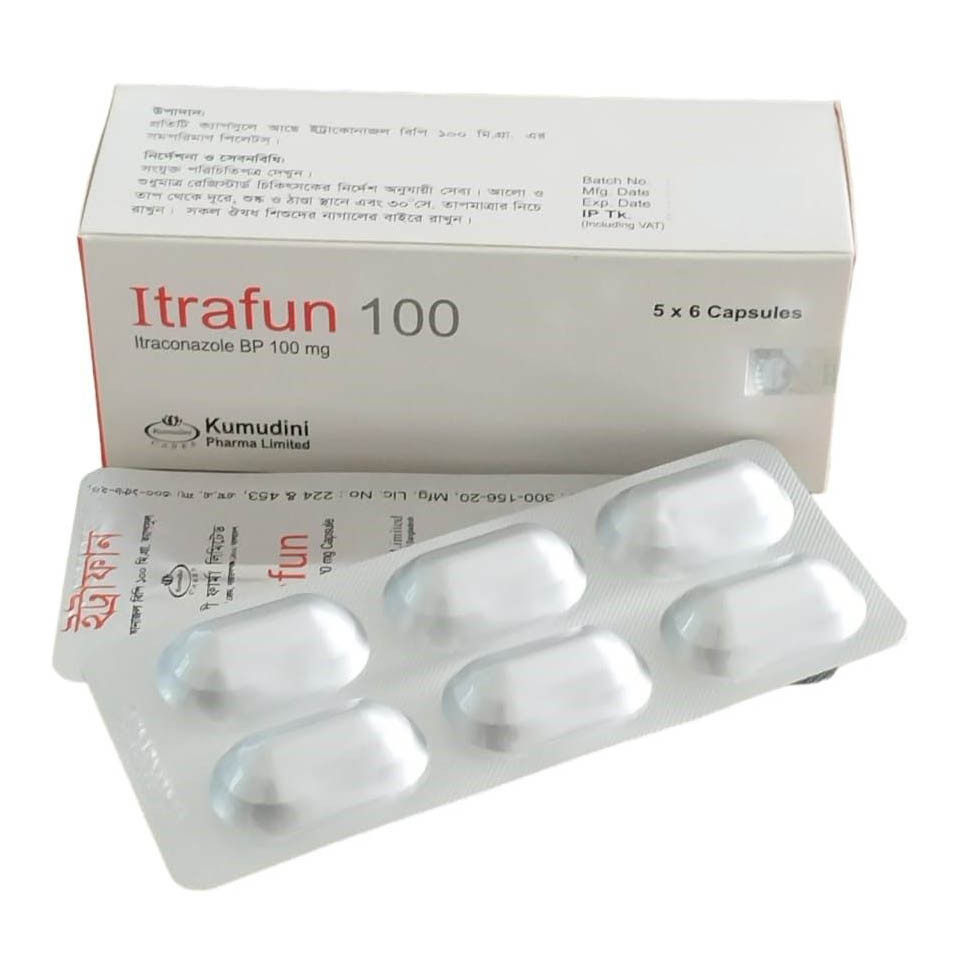 Pack Image: Itrafun 100 mg Capsule (5 x 6)