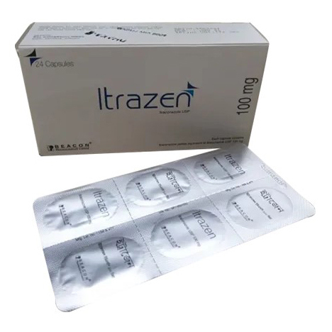 Pack Image: Itrazen 100 mg Capsule (4 x 6)
