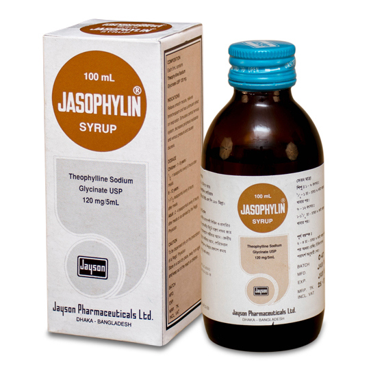 Pack Image: Jasophylin 120 mg Syrup (100 ml bottle)