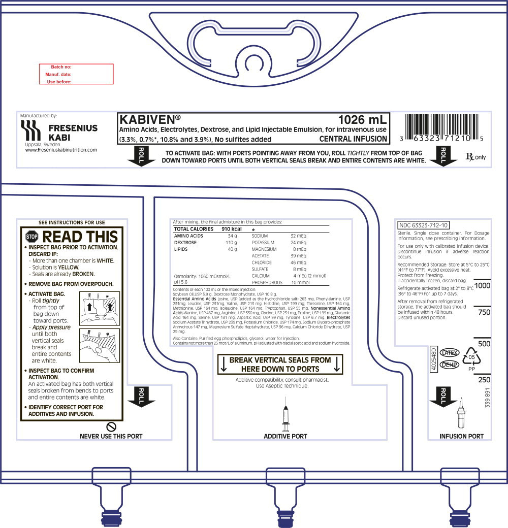 Pack Image: Kabiven Central 1026 ml Emulsion for infusion (1026 ml bag)
