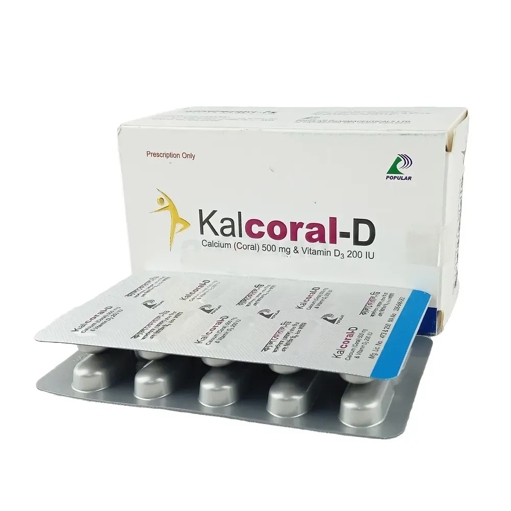 Pack Image: Kalcoral-D 500 mg Tablet (6 x 10)