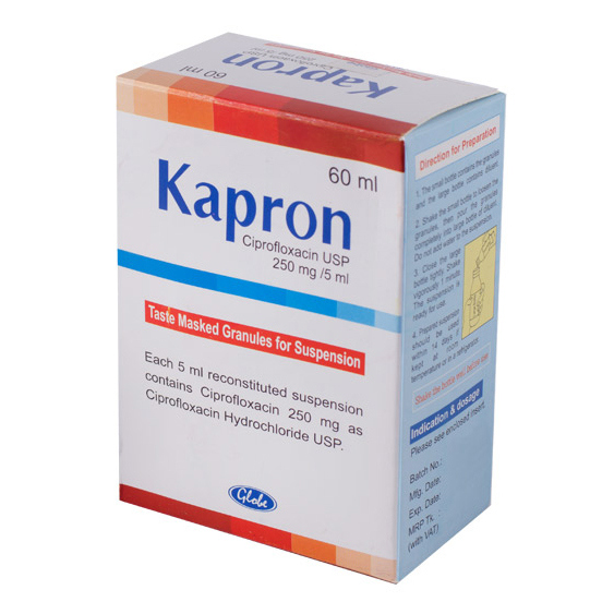 Pack Image: Kapron 250 mg Suspension (60 ml bottle)
