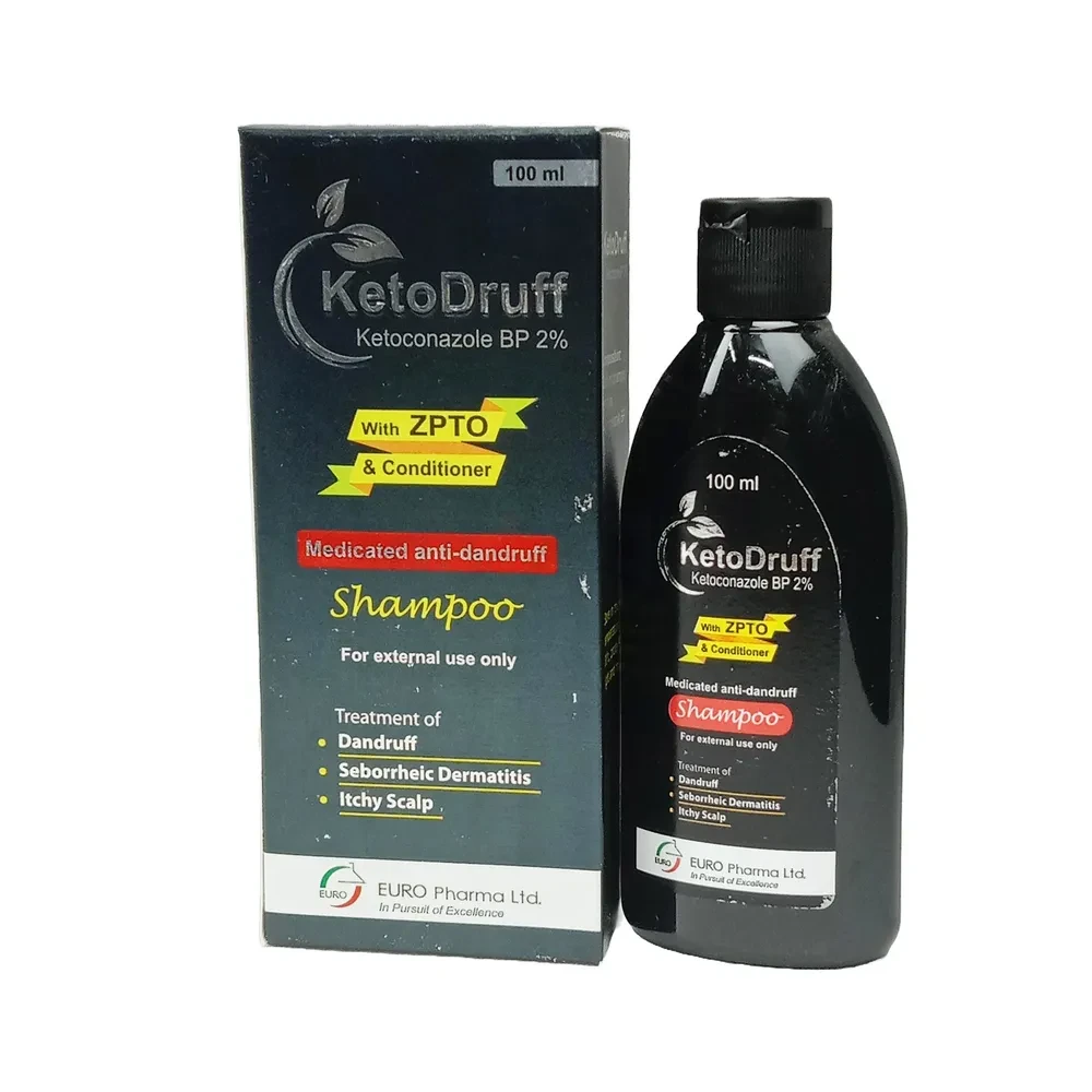Pack Image: KetoDruff 2% Shampoo (100 ml bottle)