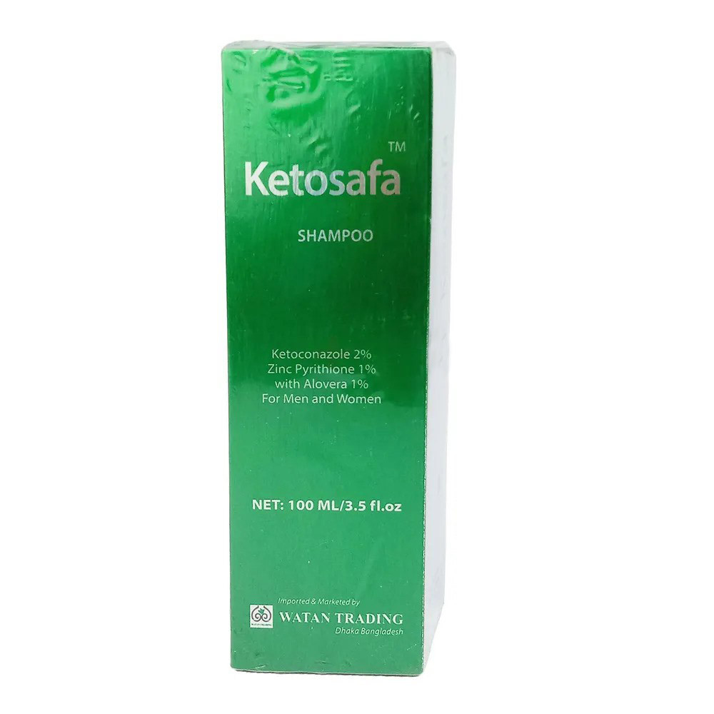 Pack Image: Ketosafa 2% 1% Shampoo (100 ml bottle)