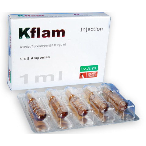Pack Image: Kflam 30 mg Injection (1 ml ampoule)