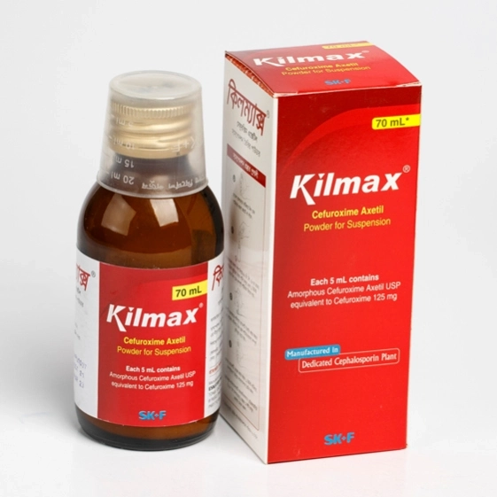 Pack Image: Kilmax 125 mg Suspension (70 ml bottle)