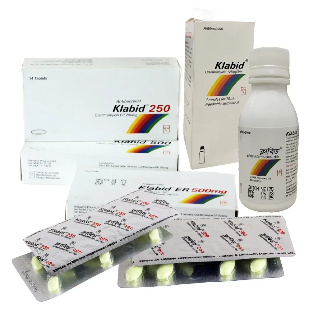 Pack Image: Klabid 125 mg Suspension (70 ml bottle)
