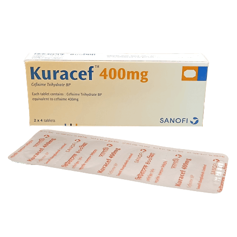 Pack Image: Kuracef 400 mg Tablet (2 x 4)