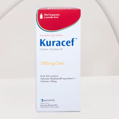 Pack Image: Kuracef 100 mg Suspension (30 ml bottle)