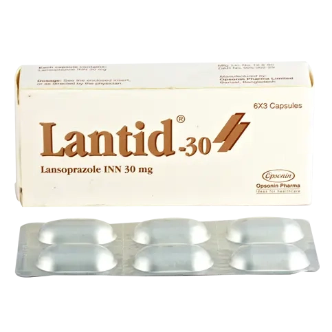 Pack Image: Lantid 30 mg Capsule (3 x 6)