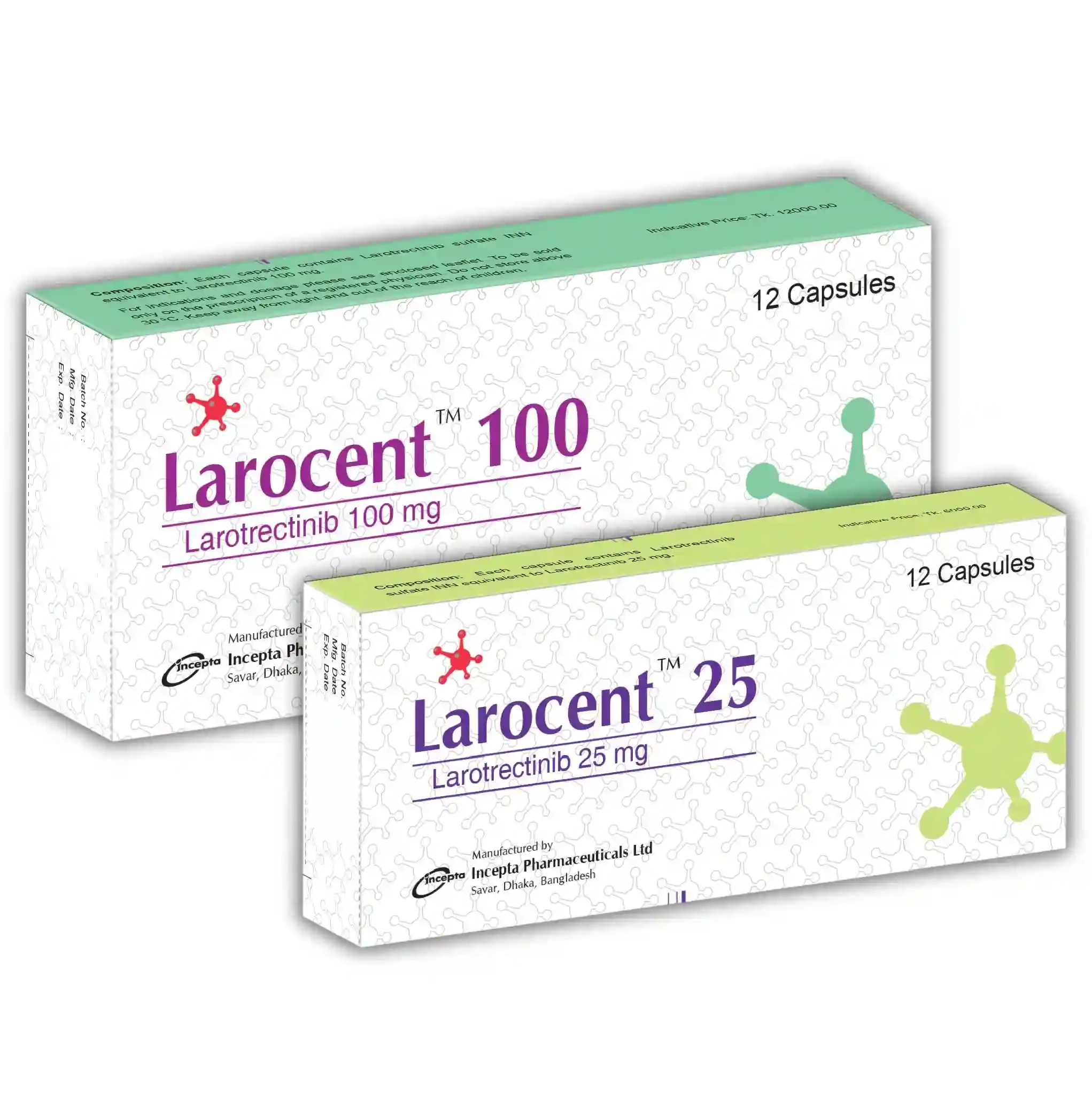 Pack Image: Larocent 100 mg Capsule (2 x 6)