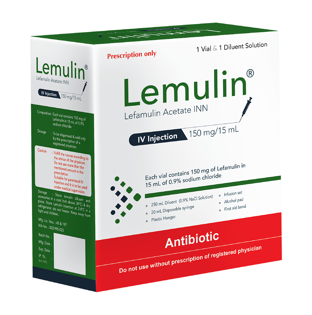 Pack Image: Lemulin 150 mg Injection (150 mg vial)