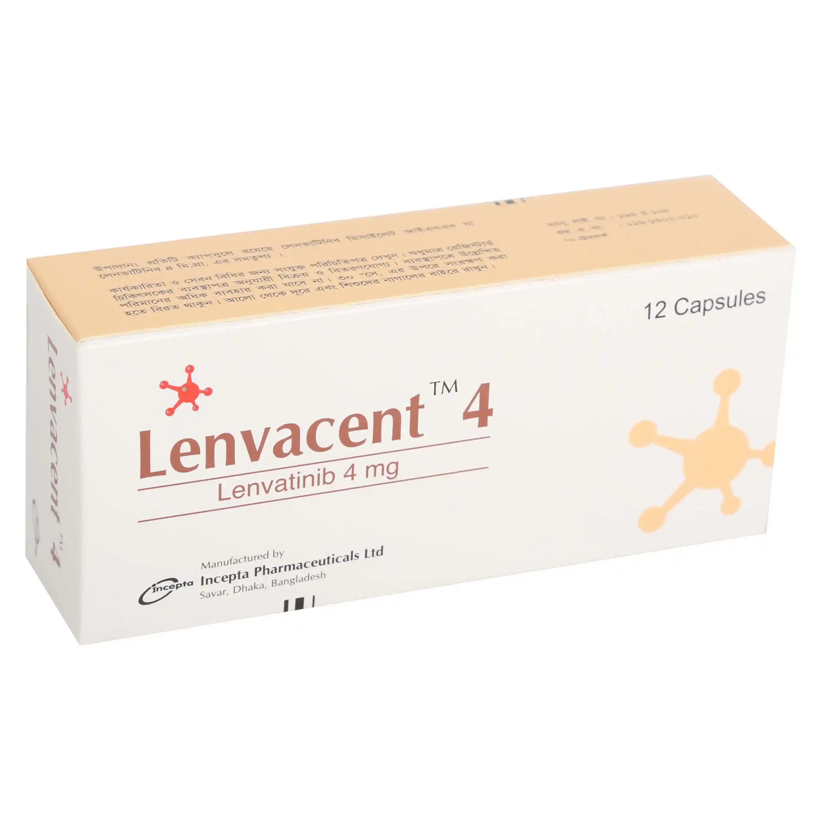 Pack Image: Lenvacent 4 mg Capsule (3 x 4)
