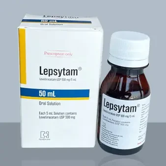Pack Image: Lepsytam 500 mg Oral Solution (50 ml bottle)