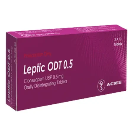Pack Image: Leptic ODT 0.5 mg Tablet (3 x 10)