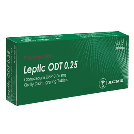 Pack Image: Leptic ODT 0.25 mg Tablet (3 x 10)