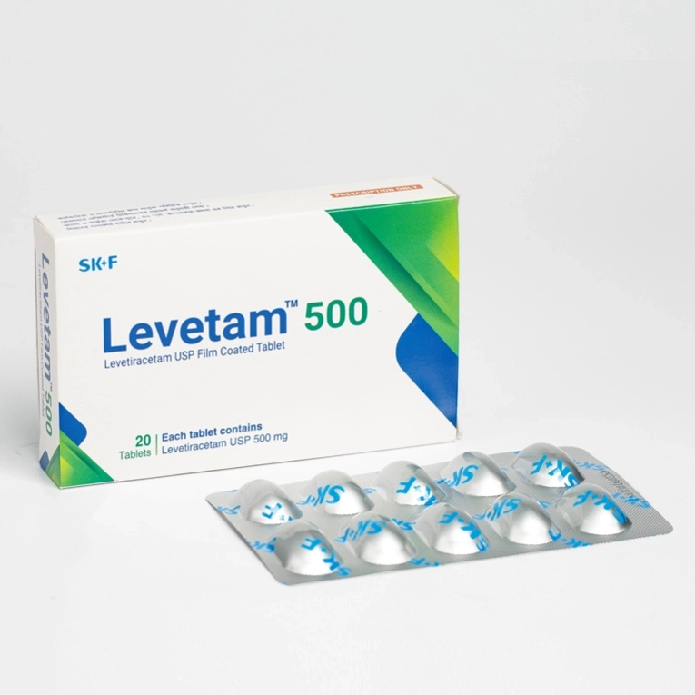 Pack Image: Levetam 500 mg Tablet (2 x 10)