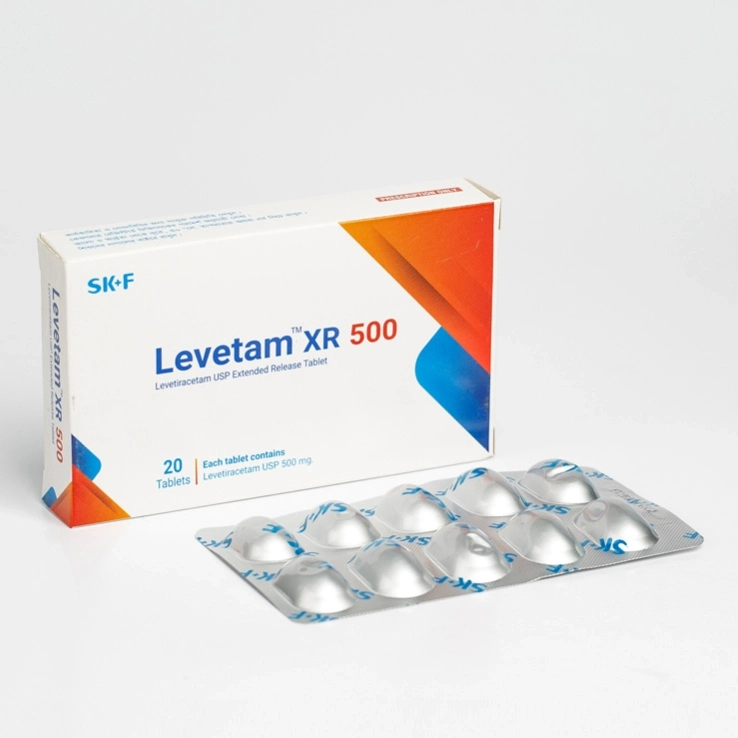 Pack Image: Levetam XR 500 mg Tablet (2 x 10)