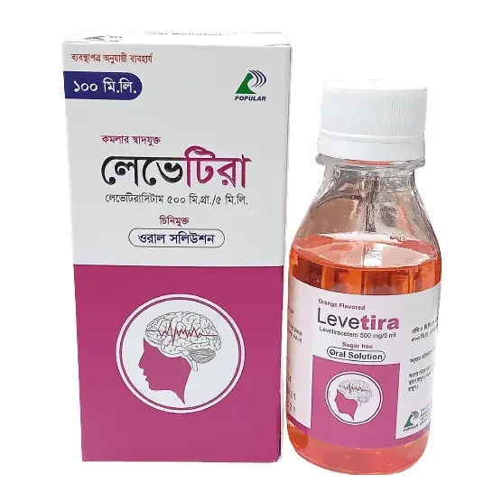 Pack Image: Levetira 500 mg Oral Solution (100 ml bottle)