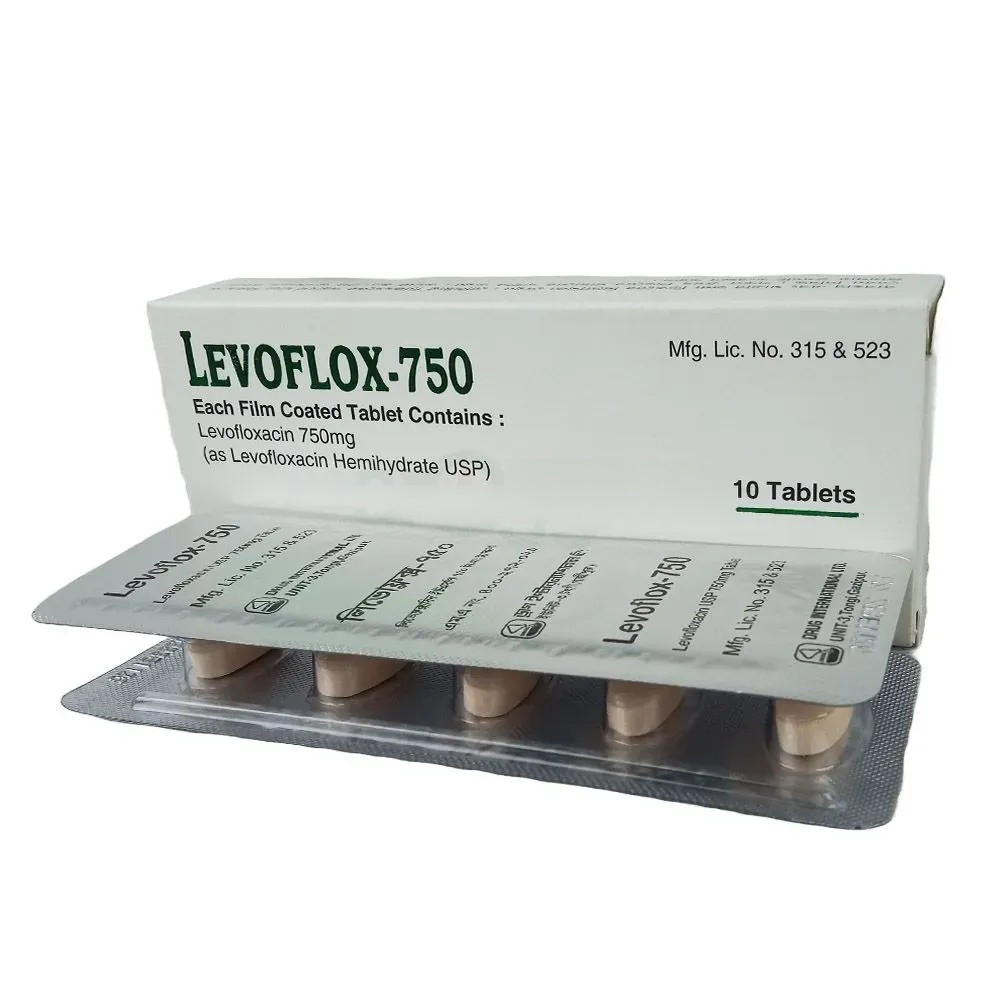 Pack Image: Levoflox 750 mg Tablet (2 x 5)