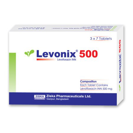 Pack Image: Levonix 500 mg Tablet (3 x 7)