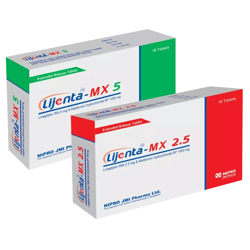 Pack Image: Lijenta-MX 5 mg Tablet (2 x 8)