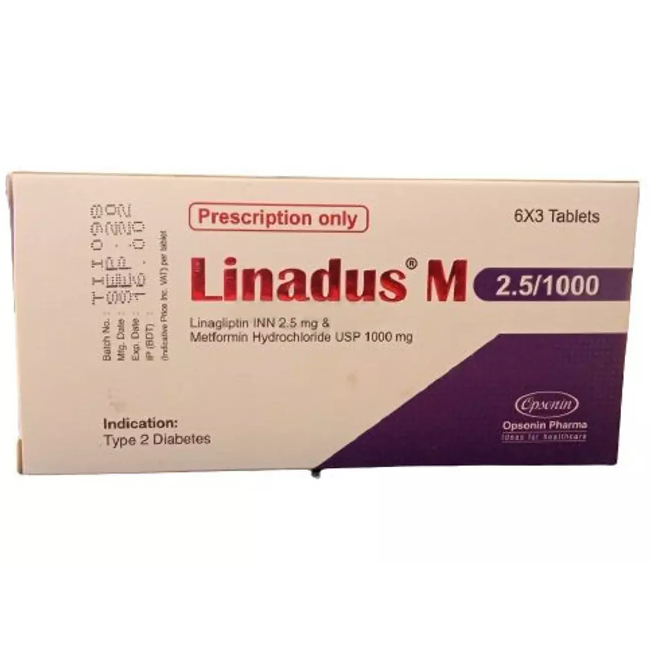 Pack Image: Linadus M 2.5 mg Tablet (3 x 6)