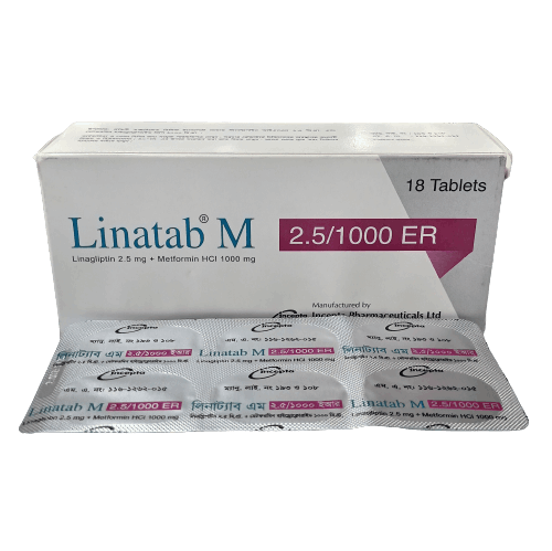 Pack Image: Linatab M ER 2.5 mg Tablet (3 x 6)