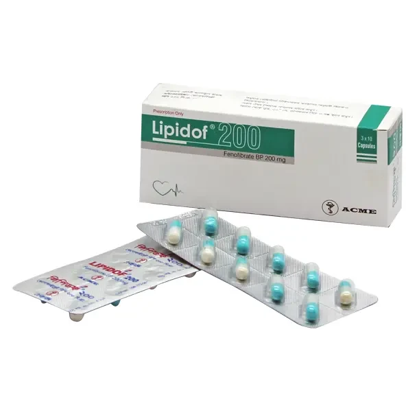 Pack Image: Lipidof 200 mg Capsule (3 x 10)