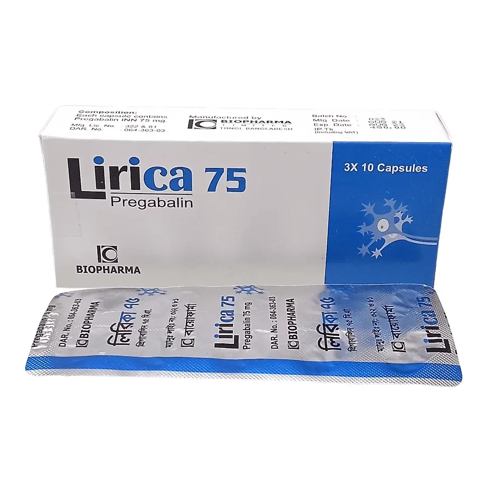 Pack Image: Lirica 75 mg Capsule (3 x 10)