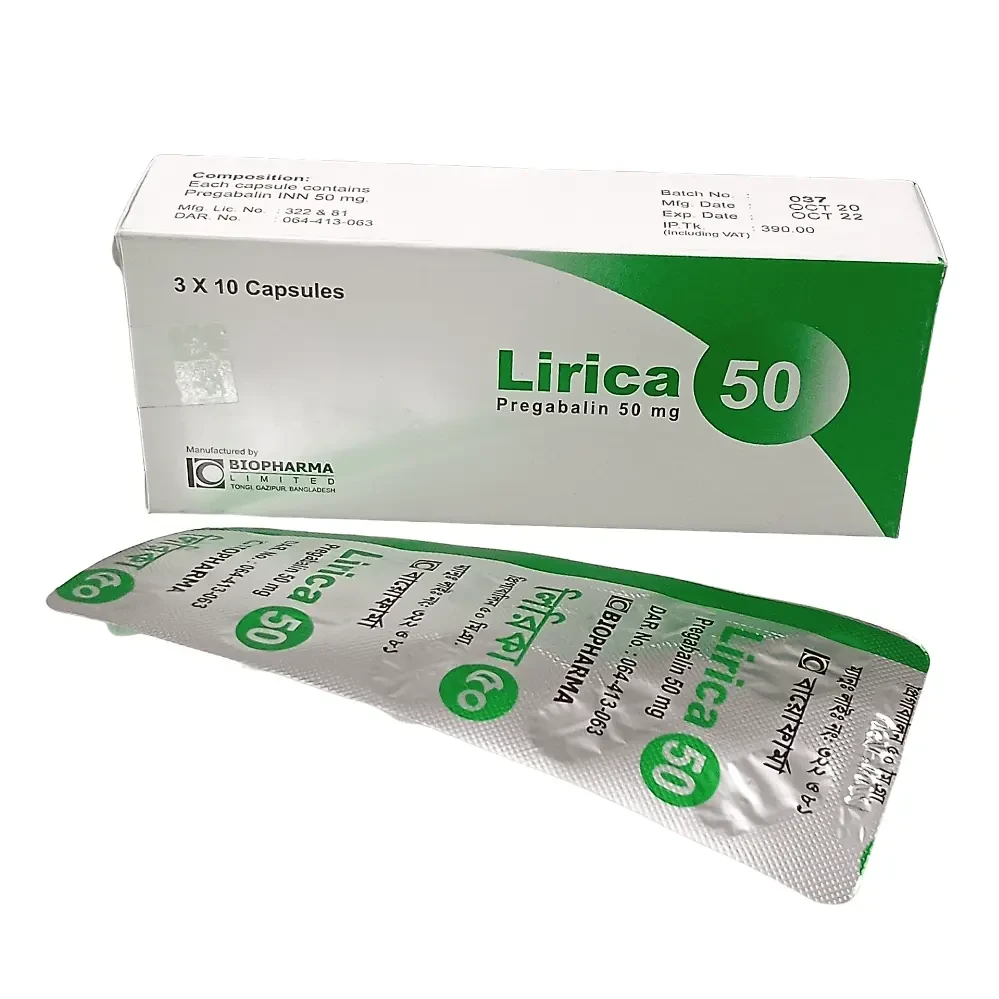Pack Image: Lirica 50 mg Capsule (3 x 10)