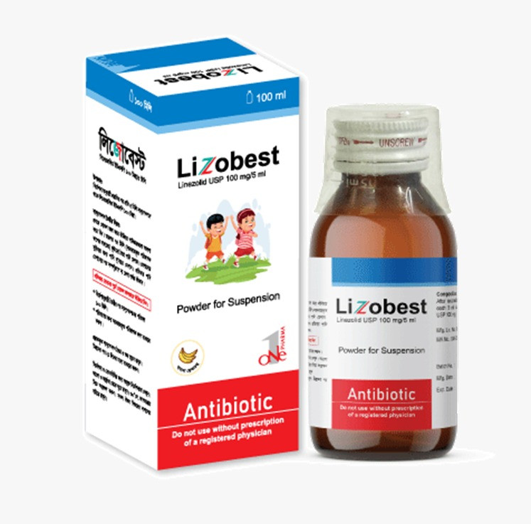 Pack Image: Lizobest 100 mg Suspension (100 ml bottle)