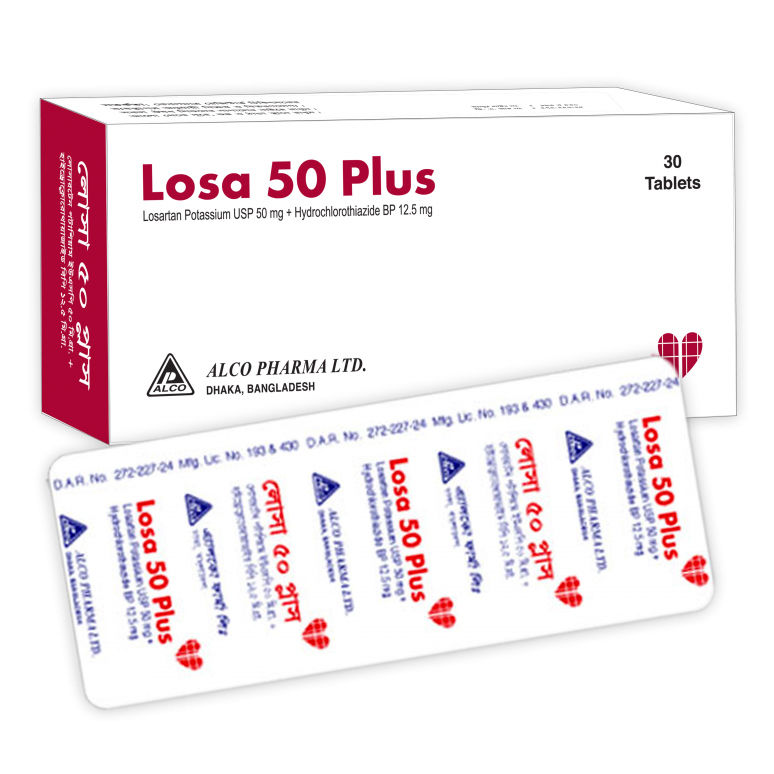Pack Image: Losa Plus 50 mg Tablet (3 x 10)