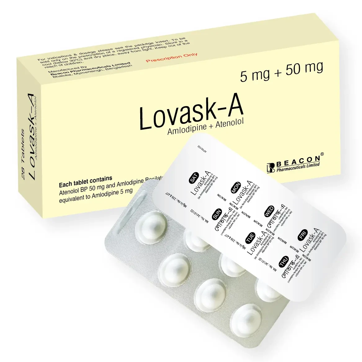 Pack Image: Lovask-A 5 mg Tablet (4 x 7)