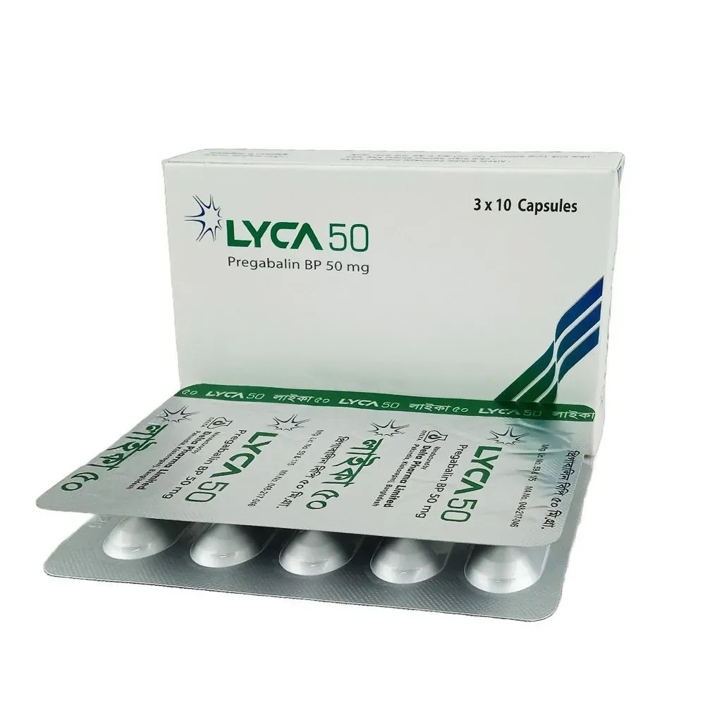 Pack Image: Lyca 50 mg Capsule (3 x 10)