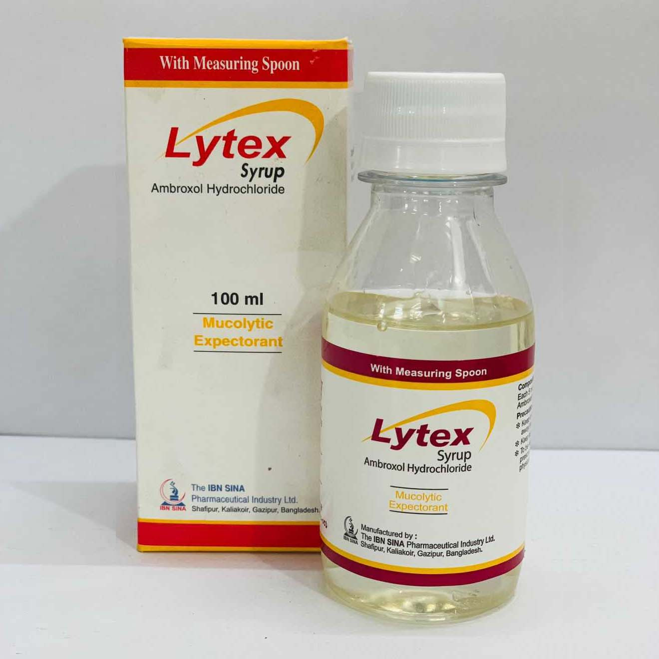 Pack Image: Lytex 15 mg Syrup (100 ml bottle)