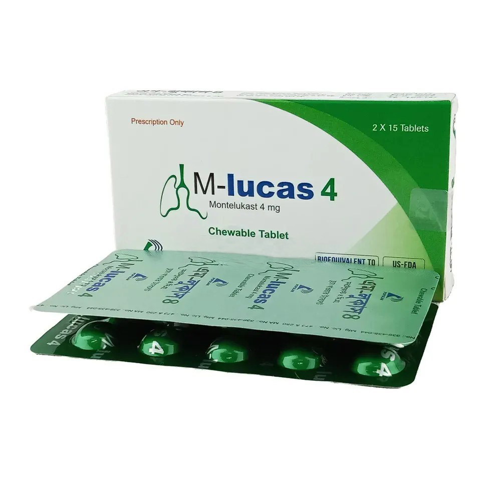 Pack Image: M-lucas 4 mg Chewable Tablet (2 x 15)