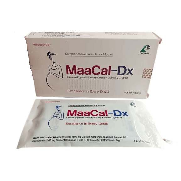 Pack Image: Maacal-DX 600 mg Tablet (4 x 10)