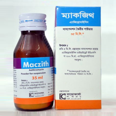 Pack Image: Maczith 200 mg Suspension (35 ml bottle)