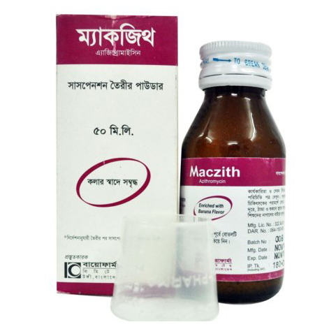 Pack Image: Maczith 200 mg Suspension (50 ml bottle)