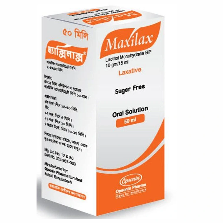 Pack Image: Maxilax 10 gm Oral Solution (50 ml bottle)