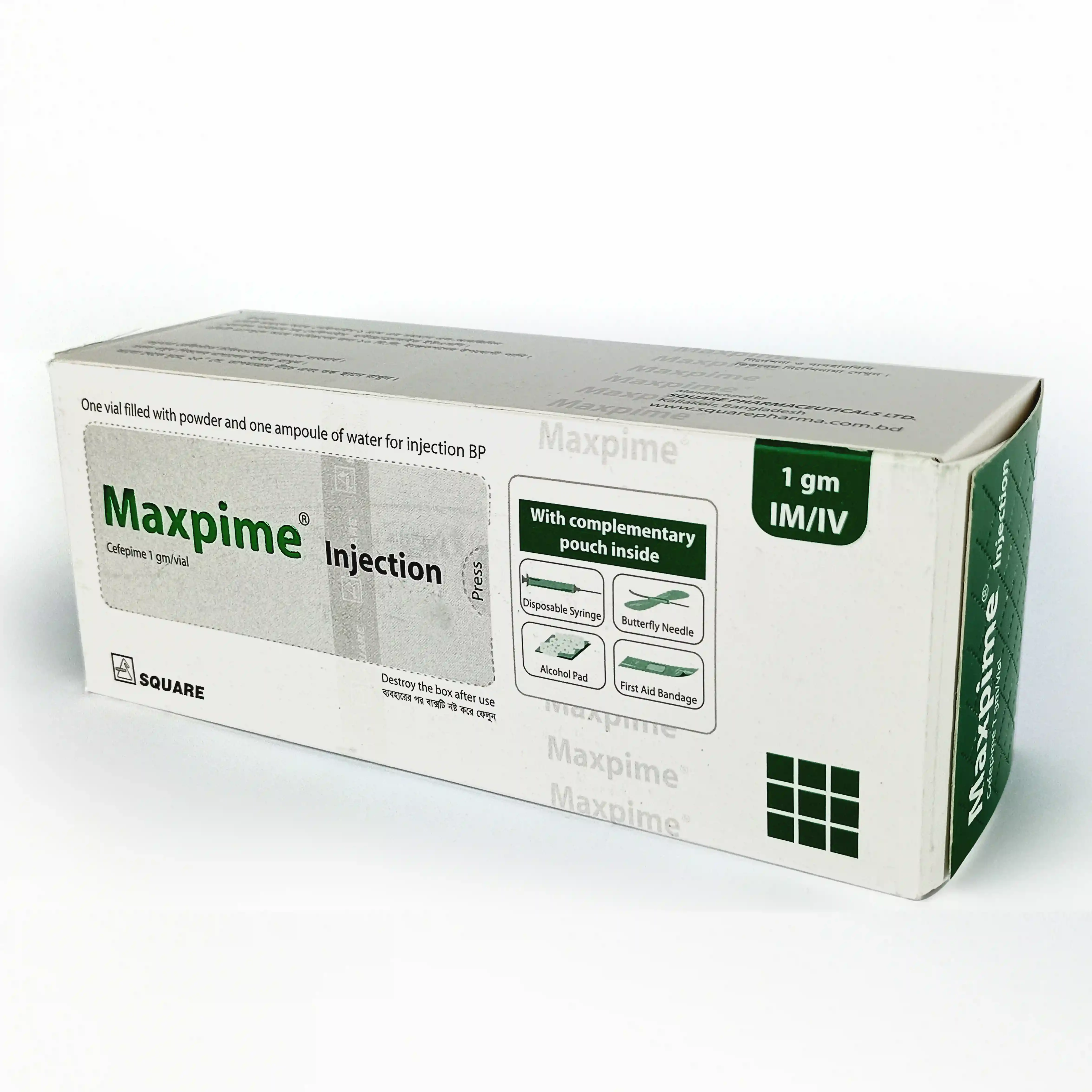 Pack Image: Maxpime 1 gm Injection (1 gm vial)