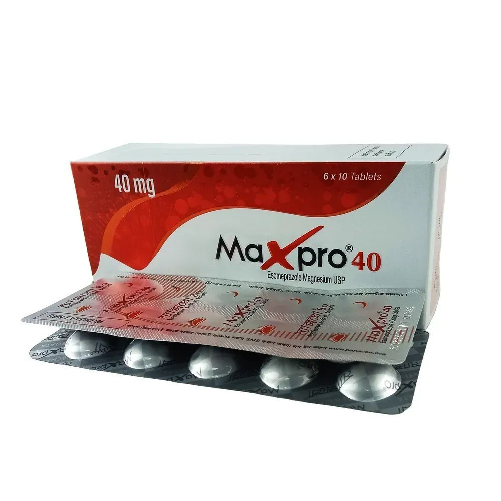 Pack Image: Maxpro 40 mg Tablet (6 x 10)