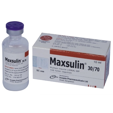 Pack Image: Maxsulin 30% 70% Injection (10 ml vial)