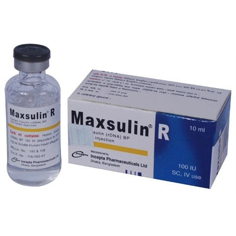 Pack Image: Maxsulin R 100 IU Injection (10 ml vial)