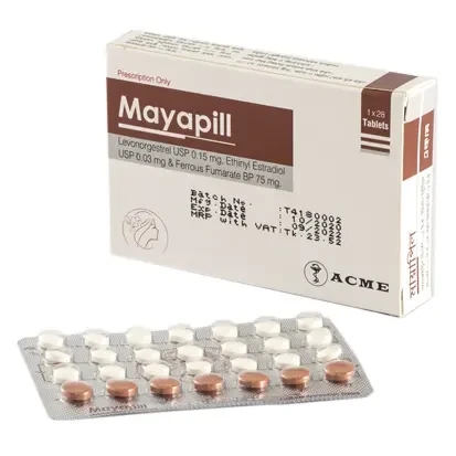 Pack Image: Mayapill 0.03 mg Tablet ((21 white+7 brown) tablet)